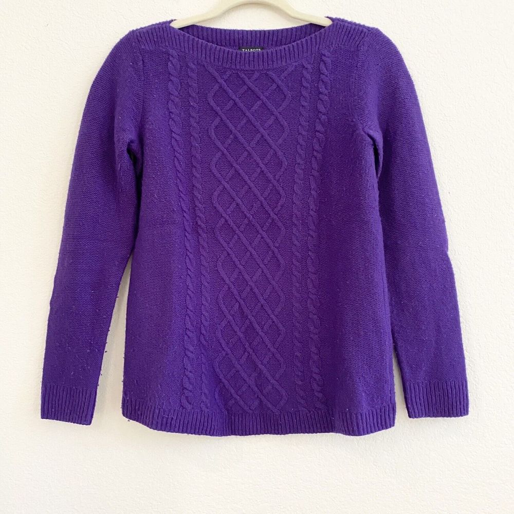 Talbots Wool Cashmere Cable‎ Knit Vibrant Cozy Sweater XS